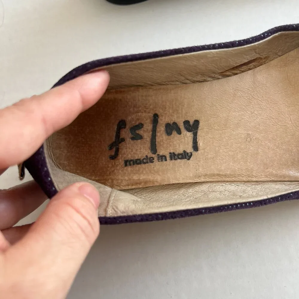 French Sole FS/NY Sz 38 Purple Suede Leather Slip-on Wedge Heel Shoes Flats‎ - Picture 5 of 8